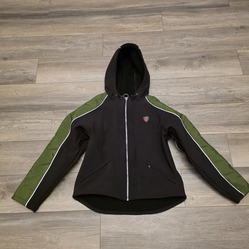 Corazzo Motorcycle Jacket Woman Large Armored Black Green Reflective Made USA - Picture 1 of 16